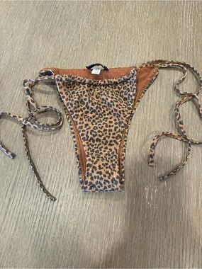 Thrills Leopard Tie-Side Bikini Bottom - Brown/Tan